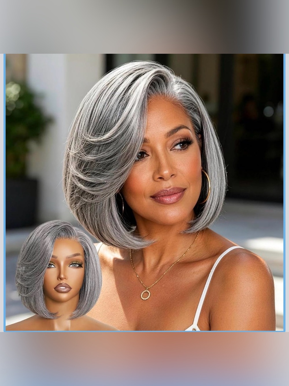 Short Straight Layered Bob Wig Veralux™ Blend Human Hair Glueless Wear and Go